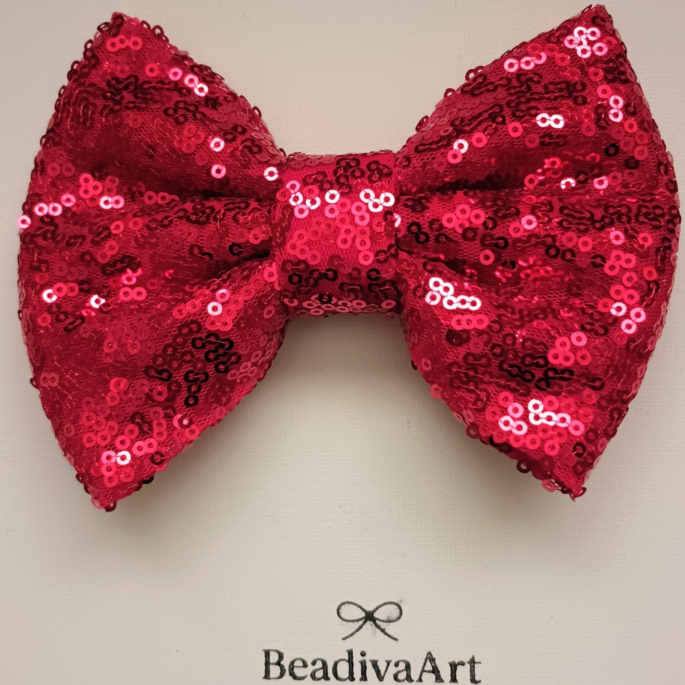 ✨Red Sequin Hair Bow
